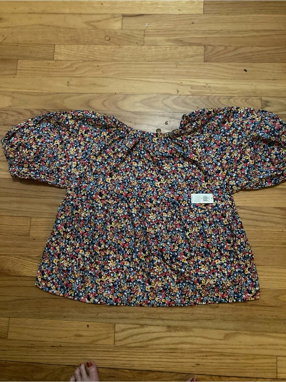 New Old Navy Floral Square Elastic top Neck Top - White, Red, Yellow, Blue